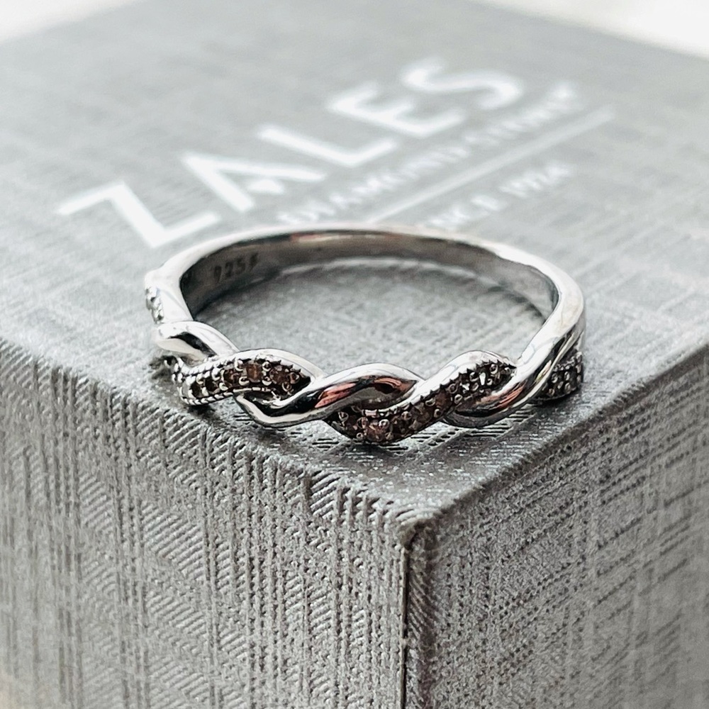 Zales 1/10 CTTW Diamond Twist Band .925 Size 7